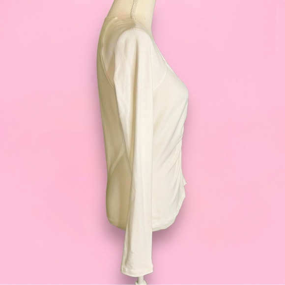 A.L.C. ‘Halley’ White Ruched Long Sleeve Shirt Size XS ASO The View - Picture 14 of 16